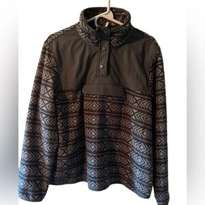 Fleece Geometric Pattern Jacket - Gray
